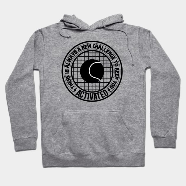 Black tennis players ball with saying text Hoodie by TheCreatedLight